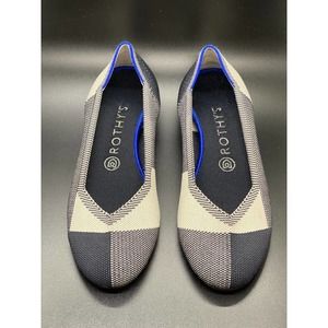 Rothy's Black & White Cap Toe Round Flats sz 8